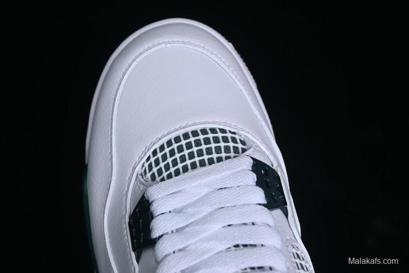 Nike Air Jordan 4 Retro Sneakers in White, Oxidized Green and Neutral Grey - AQ8138-103