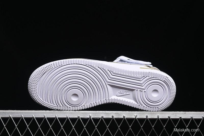 Nike Air Force 1 '07 Mid Hand-Painted Olive Green with Swoosh Shadow Strap Mid-Top Casual Sneakers - CW2289-111