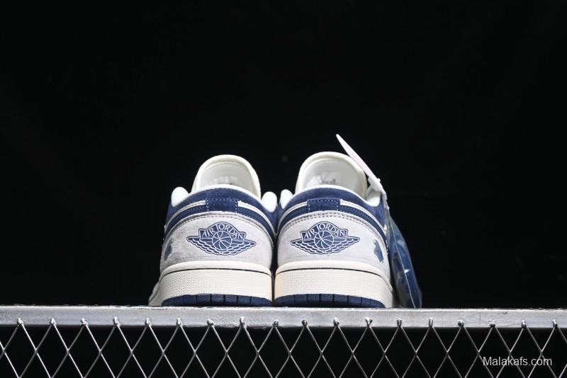 Nike Air Jordan 1 Low AJ1 The North Face Collaboration - Custom High-End Retro Basketball Shoes with Blue Swoosh - DM9188-010