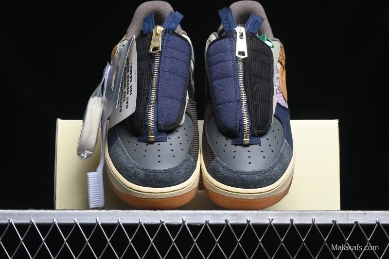 Nike Travis Scott x Air Force 1 Low Casual Sneakers with Full-Length Air Cushion - CN2405-900