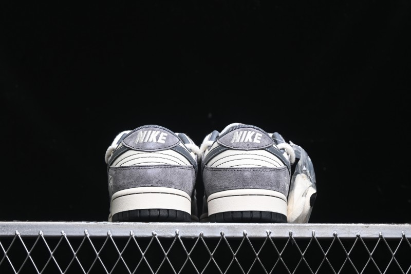 Nike SB Dunk Low Stussy Collaboration - Lace-Up Beige Grey Hook Anniversary High-End Custom Low-Top Casual Skate Shoes - YX5066-206