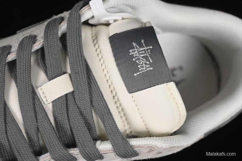 Nike SB Dunk Low Stussy Collaboration - Embroidered Grey Swoosh Anniversary Custom Low-Top Casual Sneakers - MM1089-033