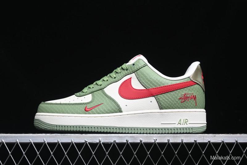 Nike Air Force 1 '07 Low Stussy Collaboration - Snake Green Low-Top Casual Sneakers - KK1988-028
