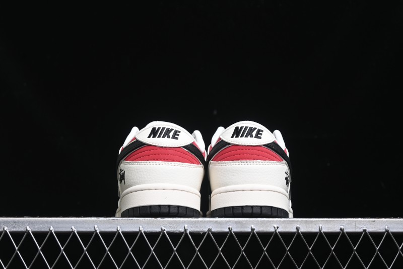 Nike SB Dunk Low Stussy Collaboration - Beige Black Swoosh Silver Edge Anniversary High-End Custom Low-Top Casual Sneakers - XX3168-306