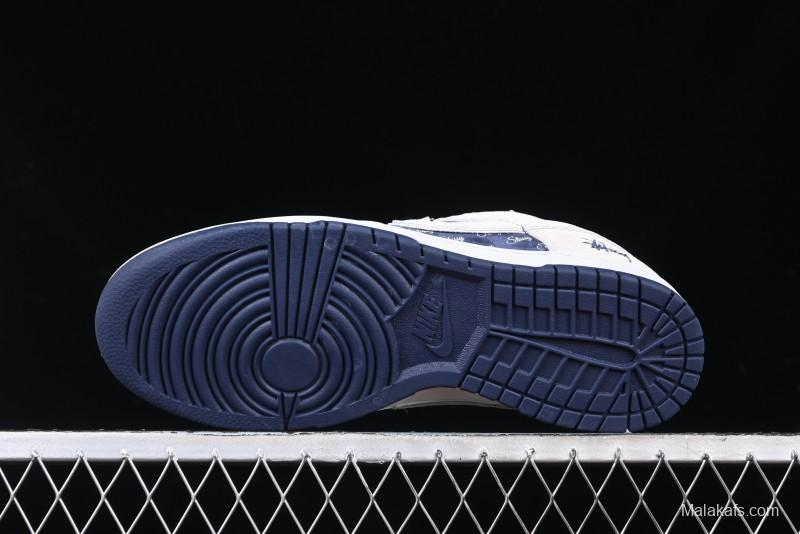Nike SB Dunk Low Stussy Collaboration - Light Blue Pig Anniversary High-End Custom Low-Top Casual Skate Shoes - XX2025-528