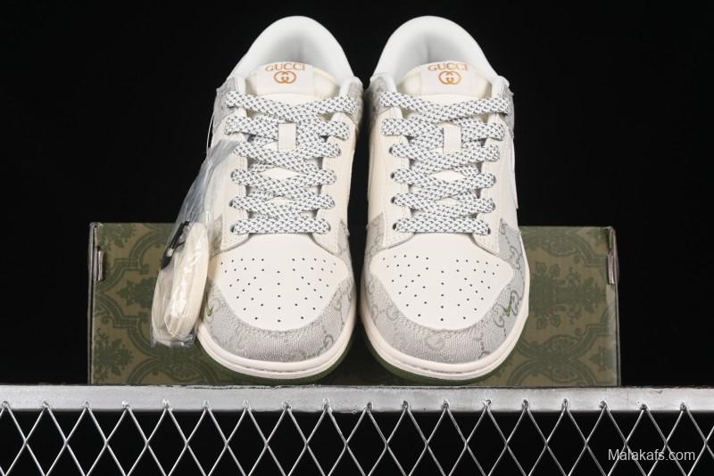Nike SB Dunk Low Gucci Collaboration - Smoke Green Anniversary High-End Custom Low-Top Casual Skate Shoes - XX2025-389