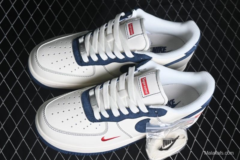 Nike Air Force 1 '07 Low Supreme Collaboration - Light Blue Suede Swoosh Casual Sneakers - XZ3328-669