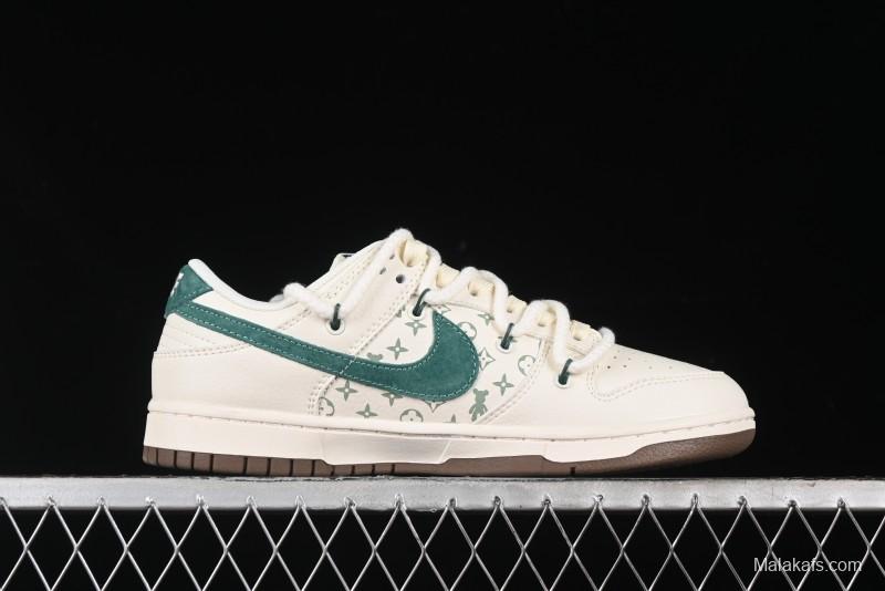 Nike SB Dunk Low Violent Bear Series - Strap Beige Green Check Anniversary High-End Custom Low-Top Casual Sneakers - SJ2068-292