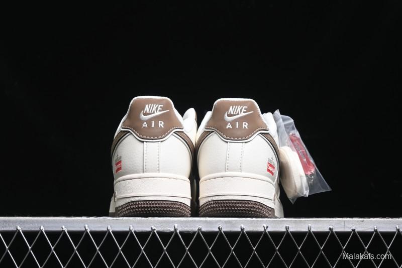 Nike Air Force 1 '07 Low Stone Island x Supreme Collaboration - Beige Brown Swoosh Casual Sneakers - BB1616-306
