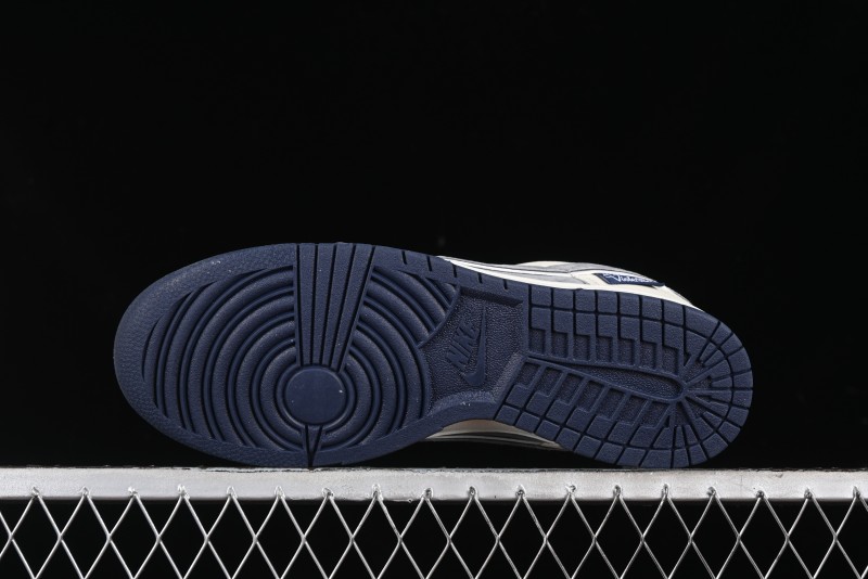 Nike SB Dunk Low Collaboration with Violent Bear - Patchwork Grey Swoosh Anniversary Custom Edition Low-Top Casual Skate Shoes - KK1333-013