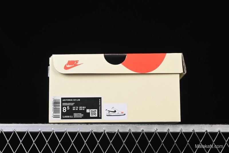 Nike Air Force 1 '07 Low Stussy Collaboration - Black Woven Label Low-Top Casual Sneakers - SJ6698-011