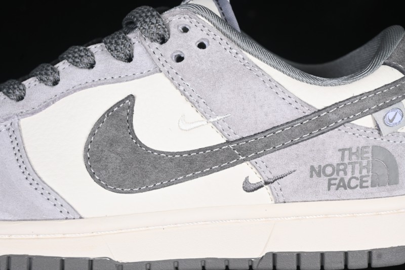 Nike SB Dunk Low The North Face Collaboration Double Swoosh Grey Pigskin Anniversary Edition Custom Low-Top Casual Skate Shoes - XX3168-009