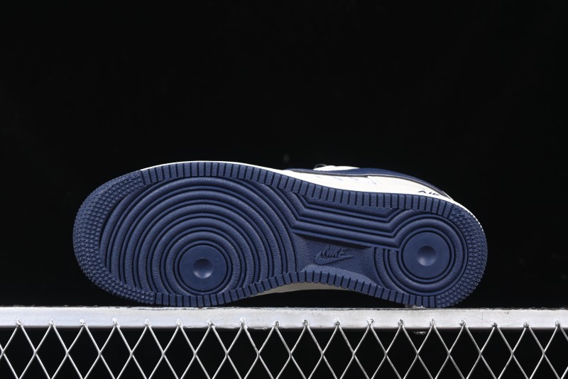 Nike Air Force 1 '07 Low Stussy Collaboration - Navy Blue & Off-White Low-Top Casual Sneakers - XZ3328-568