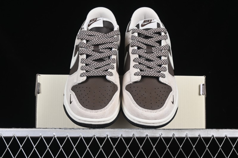Nike SB Dunk Low Stussy Collaboration Brown Leather Swoosh Anniversary Custom Low-Top Casual Sneakers - DJ2024-062