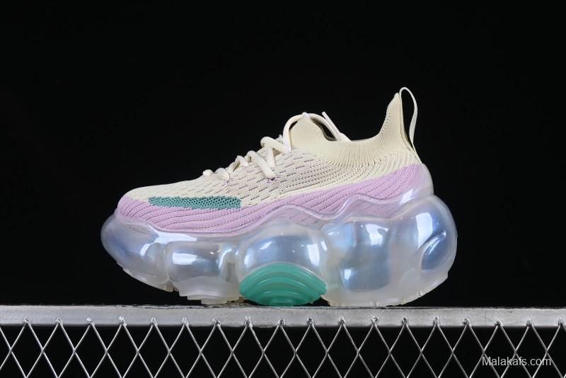 Grounds Big Bubble High Platform Sneakers in Cream Lilac - AJE5