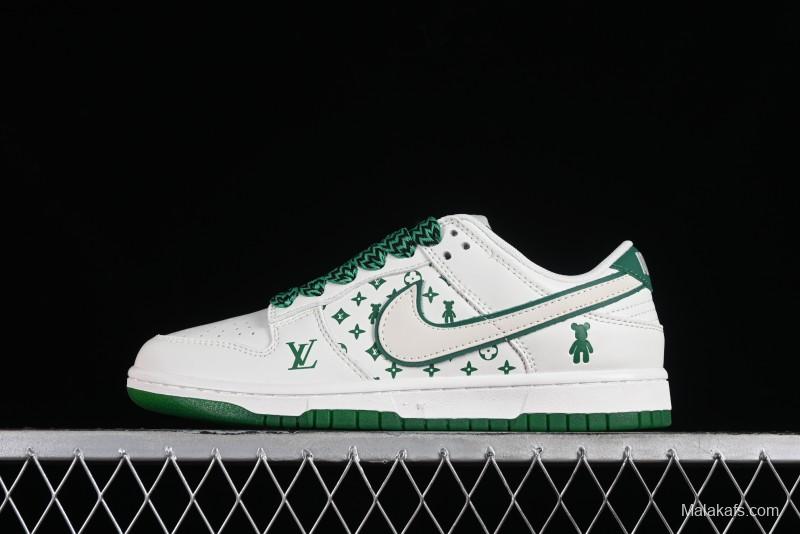 Nike SB Dunk Low LV Collaboration - Beige Green Violent Bear Anniversary High-End Custom Low-Top Casual Skate Shoes - SJ2068-241