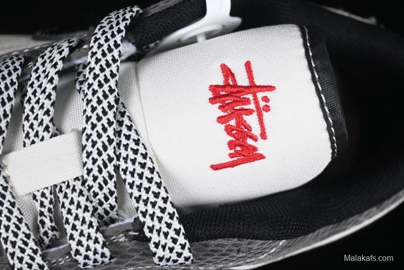 Nike Air Jordan 1 Low Retro Basketball Shoes with Custom Stussy Grey Snake Design - FC1688-202