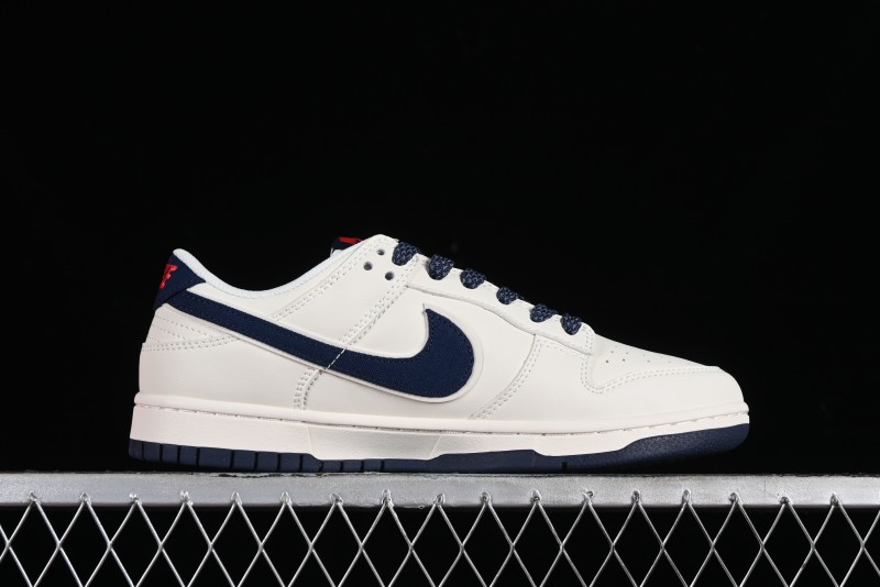 Nike Supreme x SB Dunk Low Balenciaga Collaboration - Off White Blue Canvas Anniversary High-End Custom Low-Top Casual Sneakers - XX2025-310