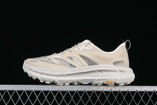 HOKA ONE ONE Satisfy Running Mafate Trail Low-Cut Cushioned Outdoor Hiking Shoes - 1157050 BONE