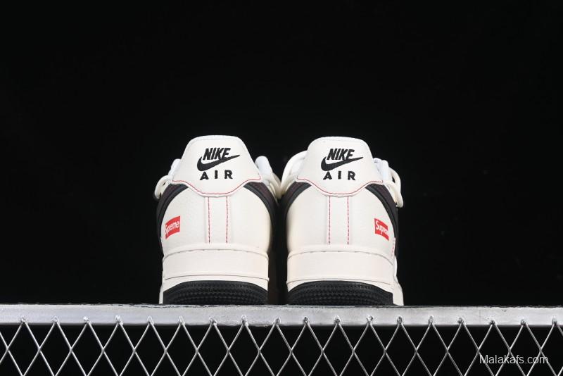 Nike Air Force 1 '07 Low Supreme Collaboration - Beige Red Lace-Up Low-Top Casual Sneakers SJ1198-104