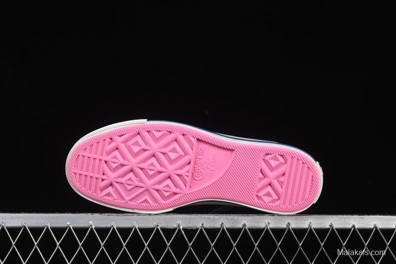 Converse Chuck 1970s High Top Casual Sneakers with Star Stitching and White-Pink-Blue Mismatched Design - A15744C