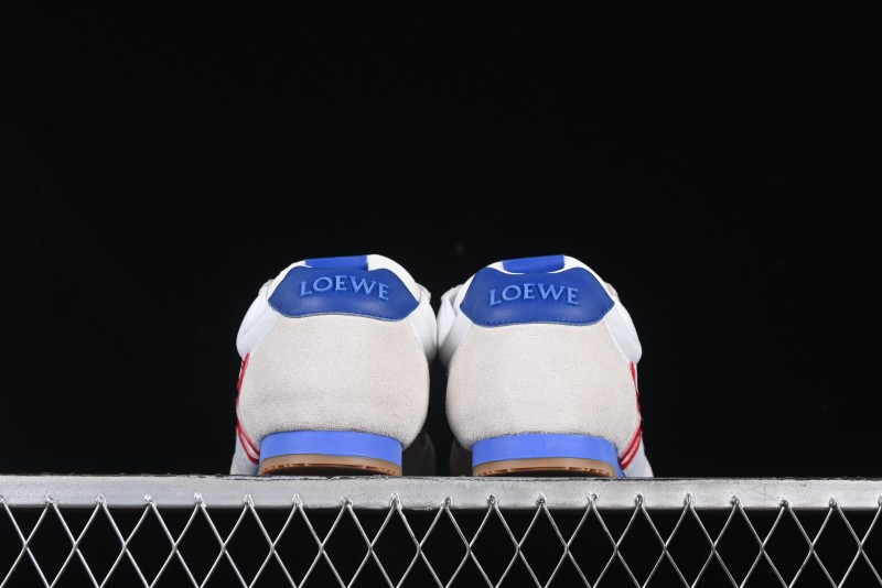 Loewe Ballet Runner 2.0 Sneakers Retro Style Low-Profile Casual Sports Shoes with Asymmetric Toe Design - White Blub