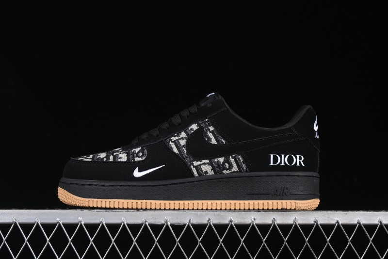 Nike Air Force 1 '07 Low Dior Collaboration Black Gum Knit Casual Sneakers - KK1988-058