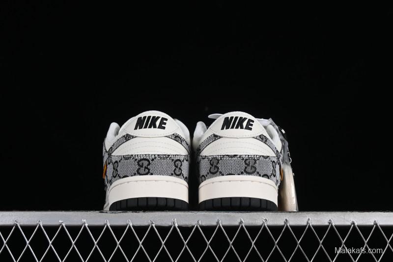 Nike SB Dunk Low Gucci Collaboration - Grey Pattern Anniversary High-End Custom Low-Top Casual Skate Shoes - BB9676-311