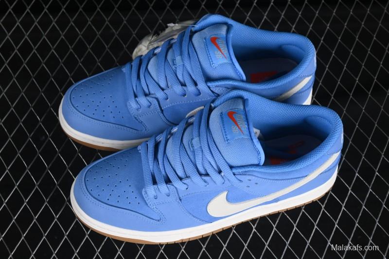 Nike SB Dunk Low Pro ISO Skateboarding Shoes in University Blue with White Swoosh - FJ1674-401