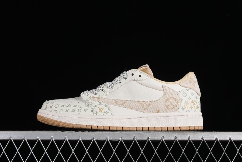 Nike Air Jordan 1 Low OG SP Travis Scott x Fragment Design Retro Sneakers with Reverse Swoosh - SJ2068-006