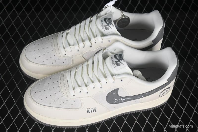 Nike Air Force 1 '07 Low Casual Sneakers in Light Grey with Custom Hardware - DF0188-036
