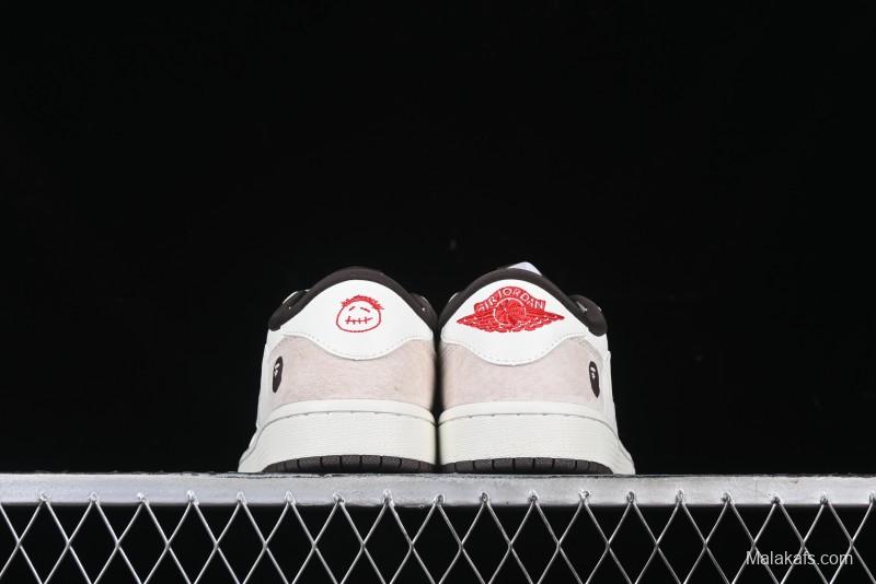 Nike Travis Scott x Fragment Design x Air Jordan 1 Low OG SP AJ1 Bape Collaboration Sneakers - AG3702-807