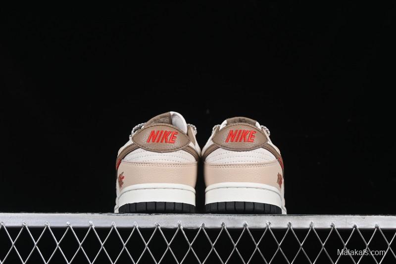 Nike SB Dunk Low Anniversary Edition Dark Swoosh Brown White Custom Low-Top Casual Skate Shoes - DJ2024-071