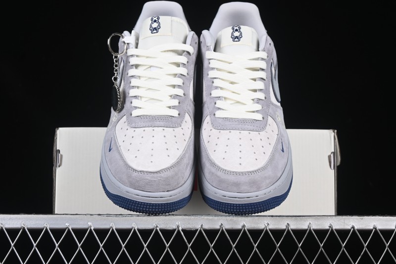Nike Air Force 1 '07 Low Stussy Collaboration Grey Blue Pig Bear AF1 Low Top Casual Sneakers - DF0188-017