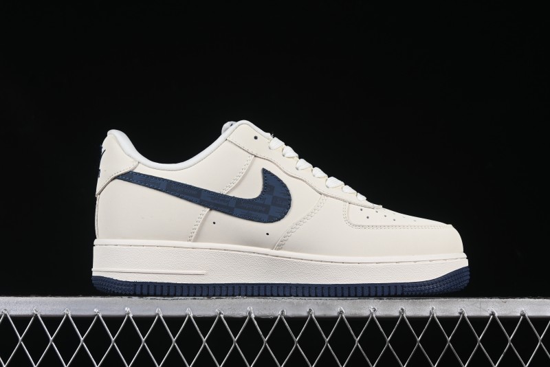 Nike Air Force 1 '07 Low Stussy Supreme Collaboration Checkerboard Beige Low-Top Casual Sneakers - DF0188-037