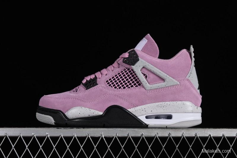 Nike Air Jordan 4 Retro "Orchid" Sneakers with Suede Upper and Cement Grey Accents - AQ9129-501