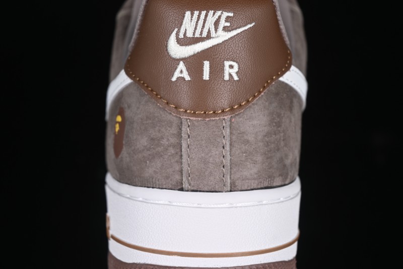 Nike Air Force 1 '07 Low Bape Collaboration Brown White Swoosh Low-Top Casual Sneakers - KK1988-035