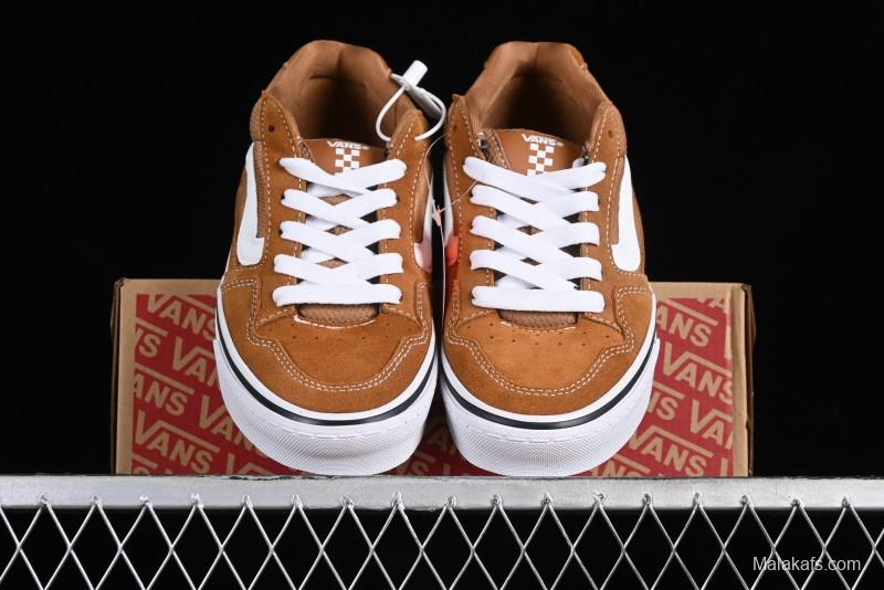 Vans Caldrone Classic American Retro Skate Shoes in Brown Orange - VN000CXZ1OU