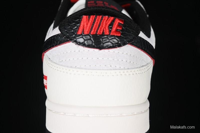 Nike SB Dunk Low Year of the Snake Series - Black Snakeskin with Black Swoosh Anniversary Custom Low-Top Casual Skate Shoes - DM6868-012