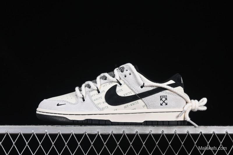 Nike SB Dunk Low OFF-WHITE Collaboration Strap Anniversary Edition Customized Low-Top Casual Skate Shoes - YX5066-225