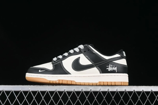 Nike SB Dunk Low Stussy Collaboration Black Gum Rubber Anniversary High-End Custom Low-Top Casual Sneakers - XX3168-120