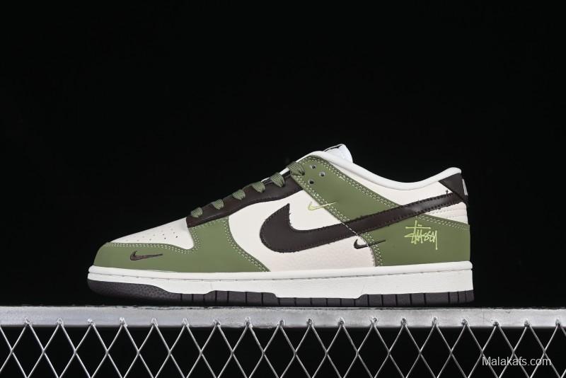 Nike SB Dunk Low Stussy Anniversary Edition Custom Sneakers in White Green Black - KK1333-020