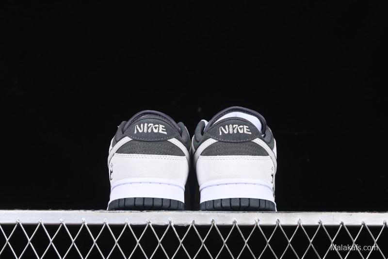 Nike Dunk Low 85 Double Swoosh Series White Grey Panda SB Low Top Casual Skate Shoes - HV1800-101