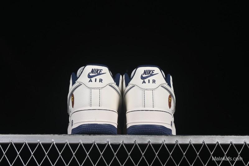 Nike Air Force 1 '07 Low Bape Collaboration Off-White Navy Blue Casual Sneakers - HH7518-066