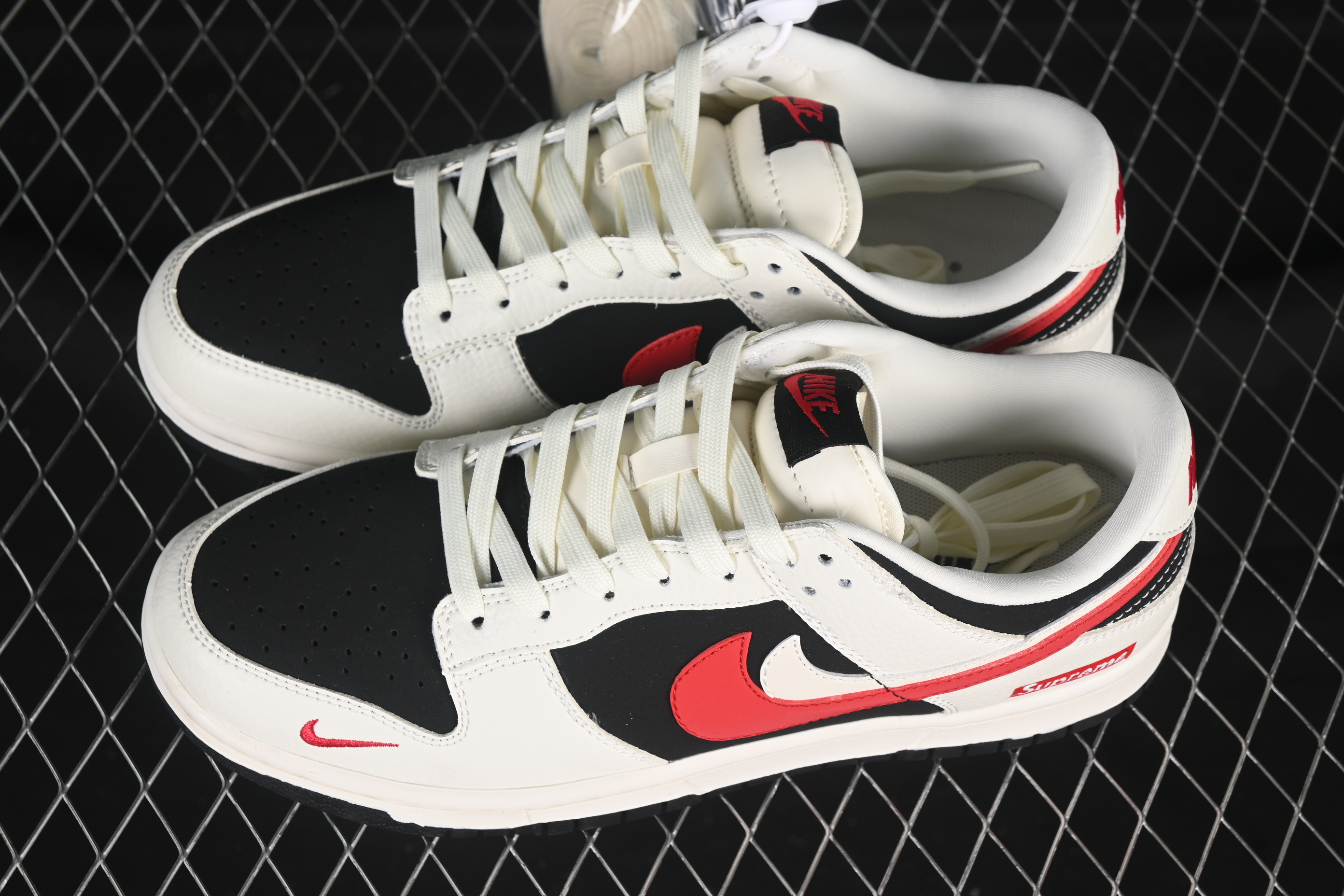 Nike SB Dunk Low Sup Series Red White Double Swoosh Anniversary Custom Low-Top Casual Skate Shoes - CS1688-102