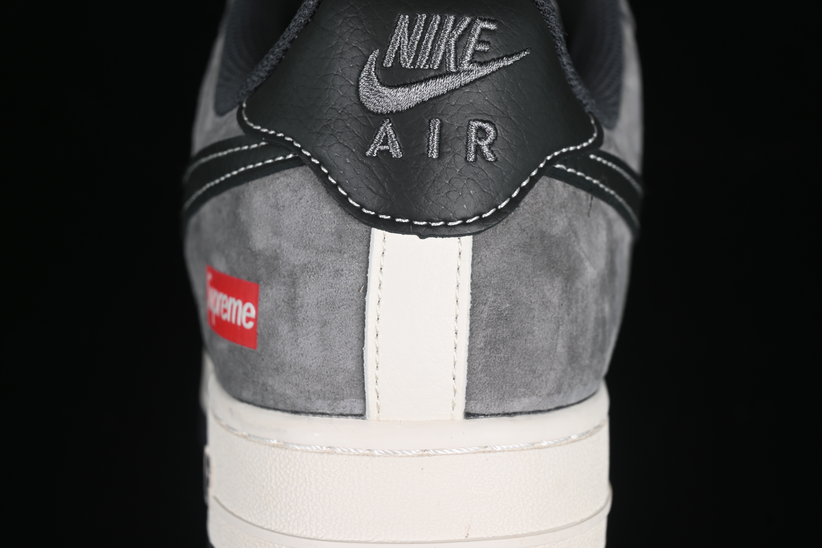 Nike Air Force 1 '07 Low Supreme Collaboration Black Grey Patchwork Casual Sneakers - XZ6188-792