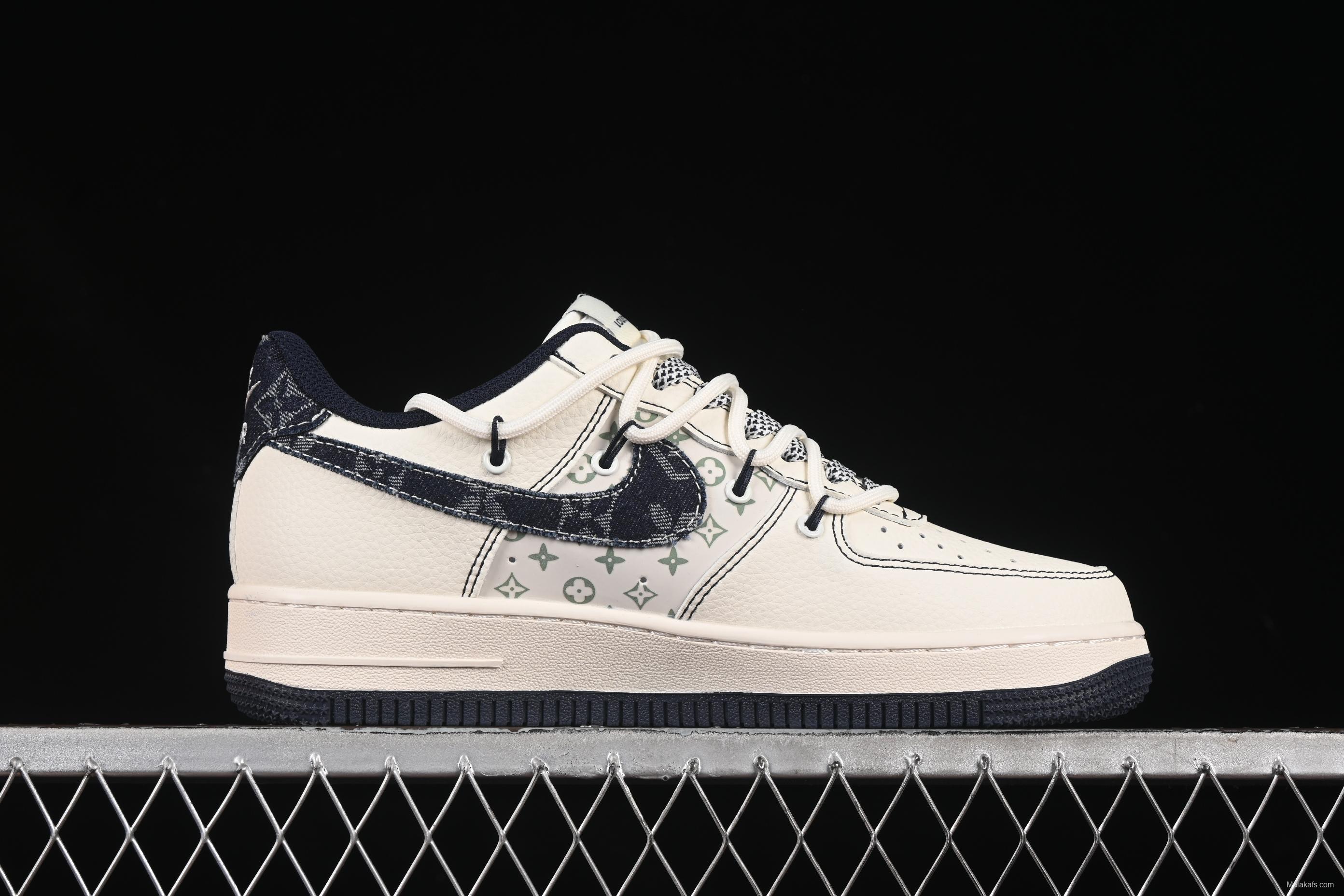 Nike Air Force 1 '07 Low LV Collaboration Black Denim Hook Drawstring Casual Sneakers - DM6868-060