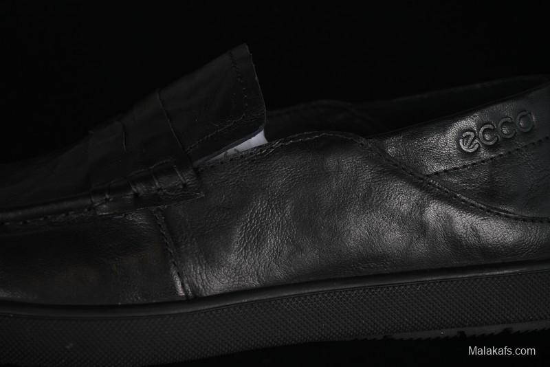 ECCO Soft Moc Summer Genuine Leather Breathable Slip-On Driving Shoes - 63516801001