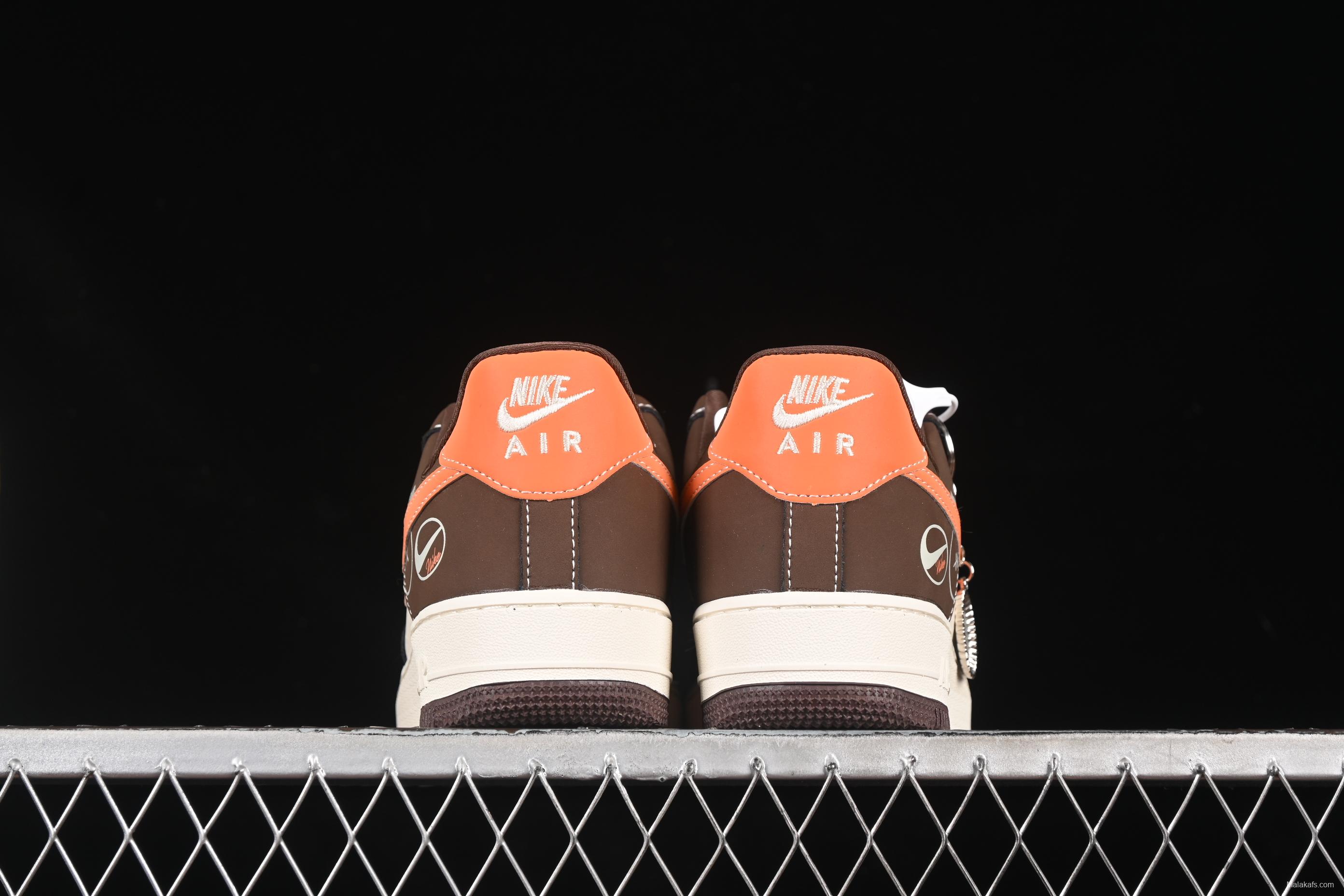 Nike Air Force 1 '07 Low Collaboration Dark Brown Swoosh Casual Sneakers - KK1988-080