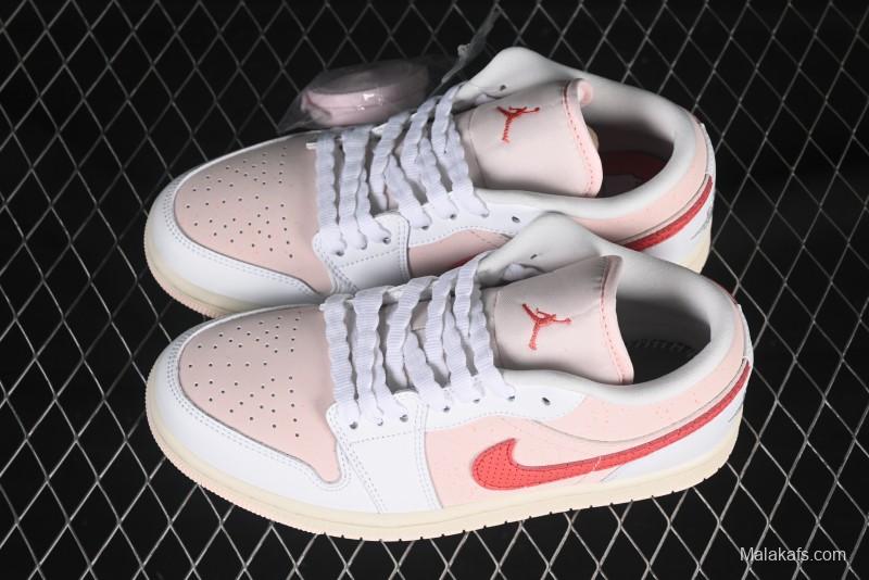 Nike Air Jordan 1 Low AJ1 White Pink Low-Top Casual Sneakers - IB8156-133